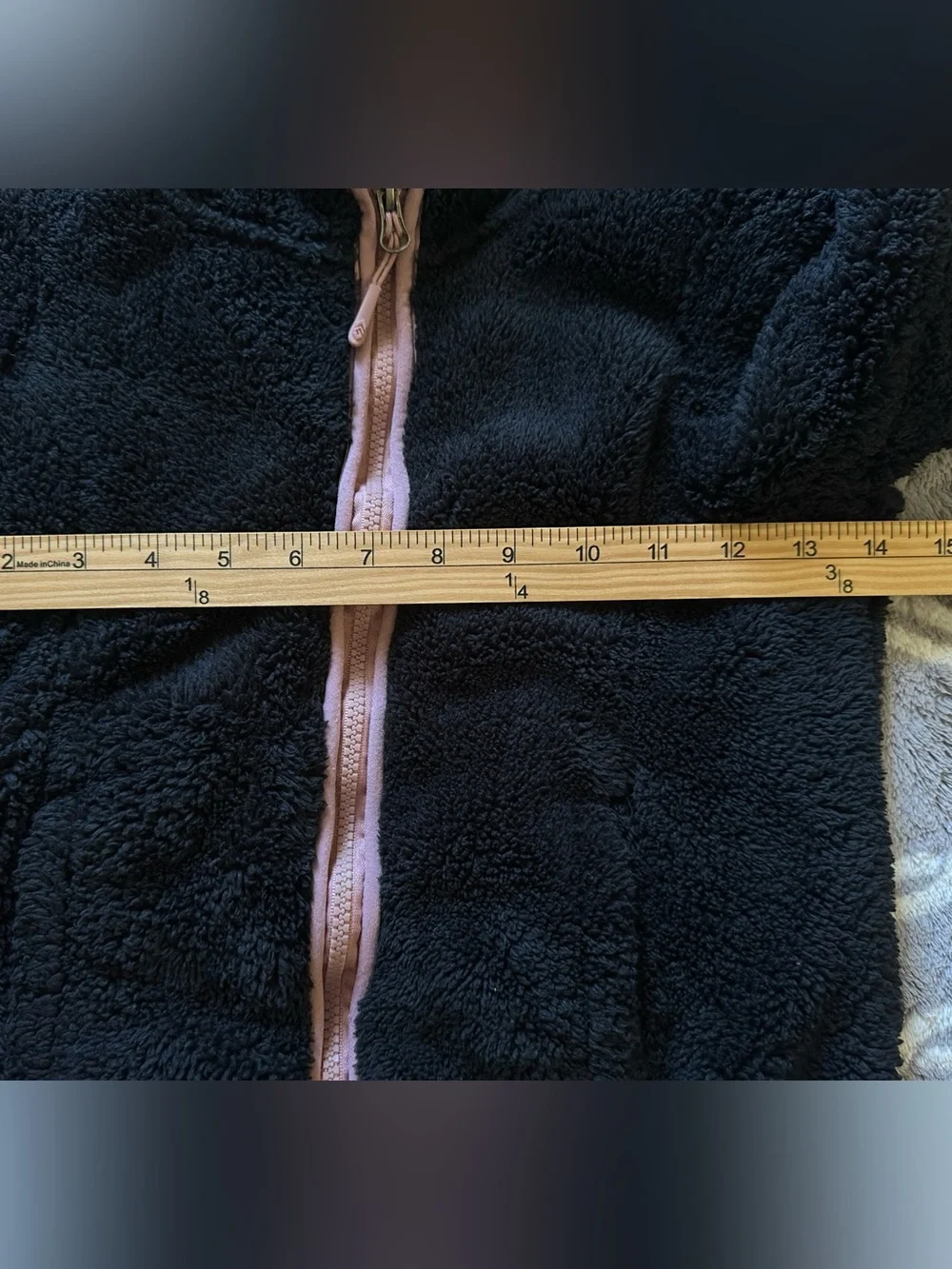 Free Country Black Sherpa Jacket with Pink Trim Full Zip Girl’s Size 5/6